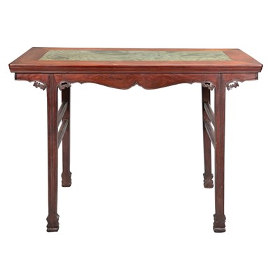 Lot 302 - Chinese Marble Inlaid Huanghuali Table 18th...