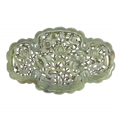 Lot 253 - Chinese Jade Plaque 19th Century Of quatrefoil...