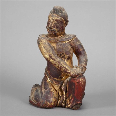 Lot 207 - Chinese Gilt Wood Kneeling Figure 18th/19th...