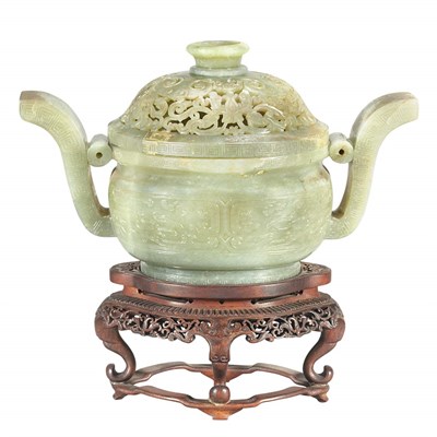 Lot 192 - Chinese Jade Censer 19th Century The ovoid...