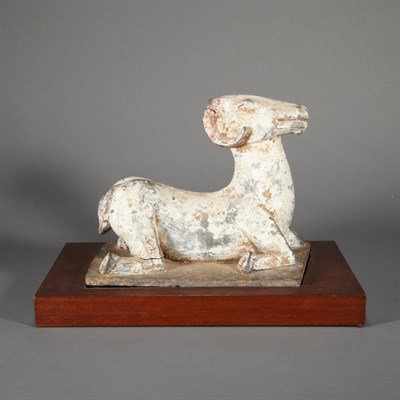 Lot 43 - Chinese Painted Pottery Figure of a Ram Han...