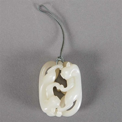 Lot 151 - Chinese White Jade Toggle 19th Century Carved...