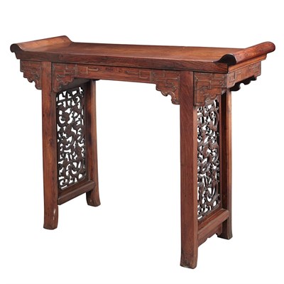 Lot 147 - Chinese Huanghuali Trestle-Leg Table 17th...