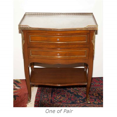 Lot 448 - Pair of Louis XVI Style Marble Top Mahogany...