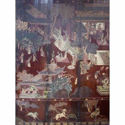 Lot 639 - Chinese Coromandel Three-Panel Screen Height 7...