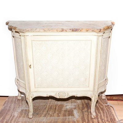 Lot 395 - Louis XV Style Marble Top Painted Side Cabinet...