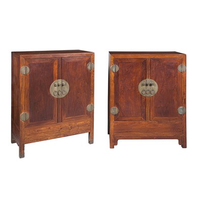 Lot 144 - Pair of Chinese Huanghuali Square-Corner...