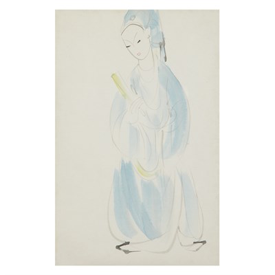 Lot 373 - Lin Fengmian (1900-1991) Female in a blue...
