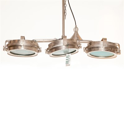 Lot 316 - Polished Metal Three-Light Billiard Fixture...
