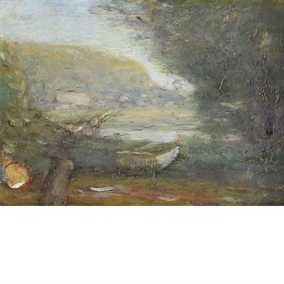 Lot 21 - Arthur Dawson American, 1857-1922 Boat by the...
