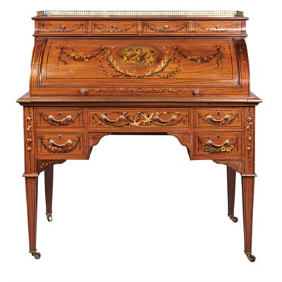 Lot 485 - Edwardian Painted and Stained Satinwood...