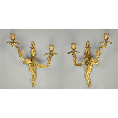 Lot 520 - Pair of Louis XV Style Gilt-Metal Two-Light...