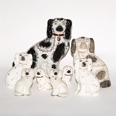 Lot 222 - Group of Eight Staffordshire Pottery Figures...