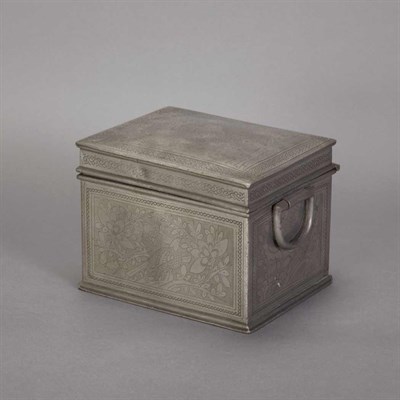Lot 365 - Chinese Paktong Tea Caddy Engraved with...