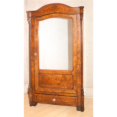 Lot 182 - Victorian Burl Walnut Mirrored Door Armoire...