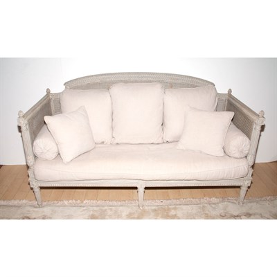 Lot 148 - Louis XV Style Painted Wood and Caned Daybed...