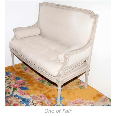 Lot 269 - Pair of Louis XV Style Painted Settees Length...