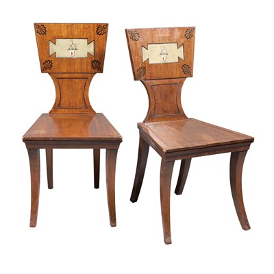 Lot 519 - Pair of Late Regency Painted Mahogany Hall...