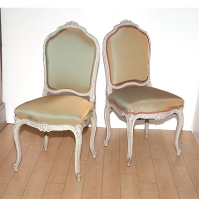 Lot 156 - Pair of Louis XV Style Painted Chaises