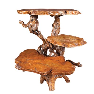 Lot 115 - Asian Wood Slab and Root Multi-Tier Display...