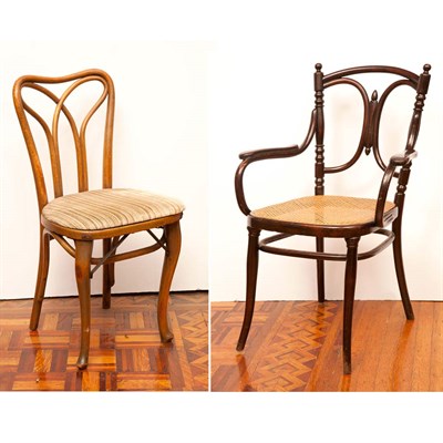 Lot 148 - Pair of Continental Bentwood and Caned...