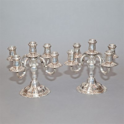 Lot 279 - Pair of Peruvian Sterling Silver Five-Light...