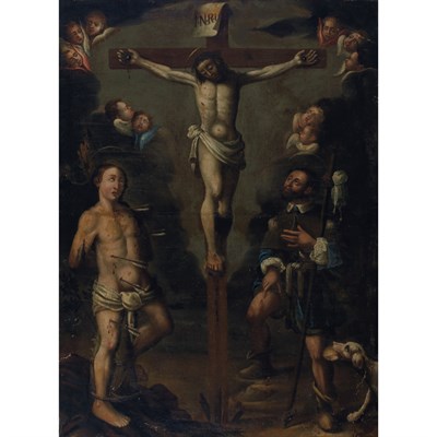 Lot 19 - Italian School 17th Century Crucifixion with...