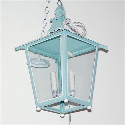 Lot 323 - Seafoam Green Tole Pagoda-Form Lantern Height...