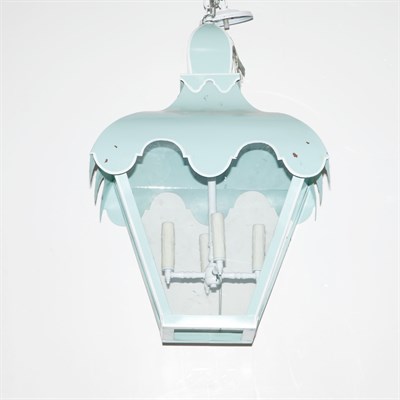 Lot 476 - Seafoam Green Tole Pagoda-Form Lantern Height...