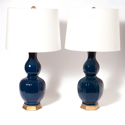 Lot 482 - Pair of Chinese Style Double Gourd Form Blue...