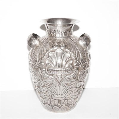 Lot 494 - Peruvian Silver Repousse Two-Handled Vase...