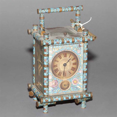 Lot 496 - French Enameled Brass Carriage Clock In the...