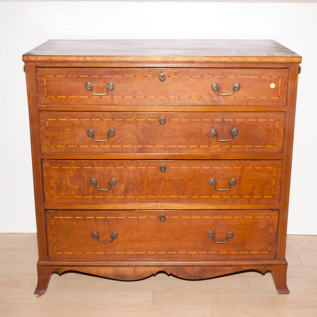 Lot 163 - Federal Inlaid Cherry Chest of Drawers 19th...