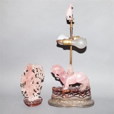 Lot 320 - Two Chinese Rose Quartz Articles Comprising a...