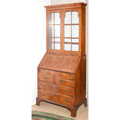 Lot 393 - George II Style Burl-Wood Secretary Bookcase...
