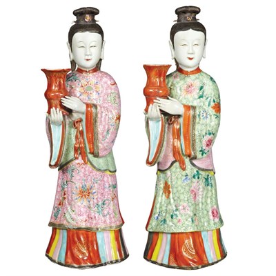Lot 217 - Pair of Chinese Export Famille Rose Porcelain...