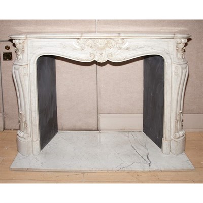 Lot 428 - Carved Gray Marble Fireplace Surround Height...