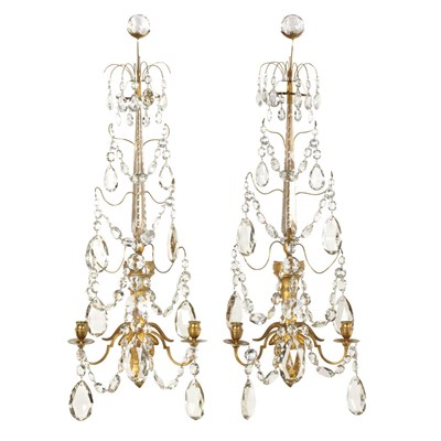 Lot 407 - Pair of Swedish Neoclassical Cut Glass and...