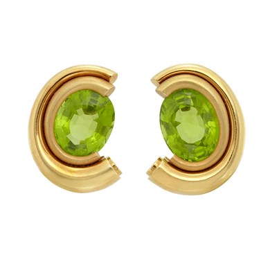 Lot 368 - Pair of Gold and Peridot Earrings