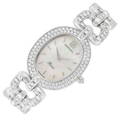 Lot 321 - Lady's White Gold, Mother-of-Pearl and Diamond 'Poeme' Wristwatch, Bertolucci