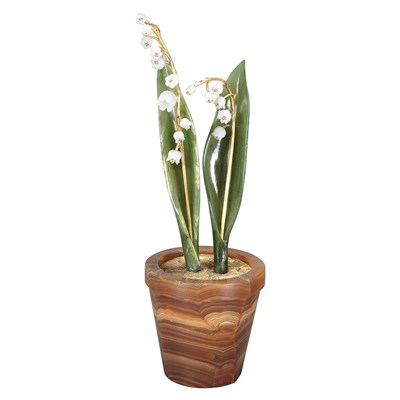 Lot 300 - Faberge Style Hardstone Model of Lilies of the...
