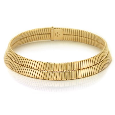 Lot 366 - Two Row Gold 'Tubogas' Necklace, Bulgari