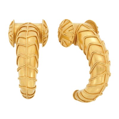 Lot 511 - Pair of Gold Hoop Earclips
