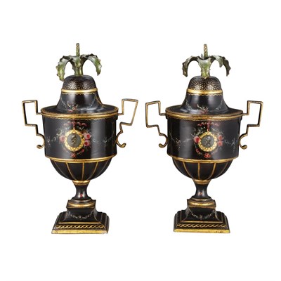 Lot 254 - Pair of Swedish Neoclassical Tole Painted...