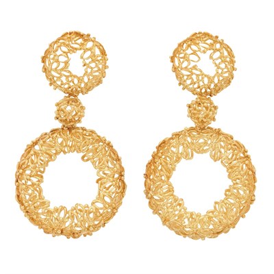 Lot 242 - Pair of Gold Hoop Pendant-Earclips, France