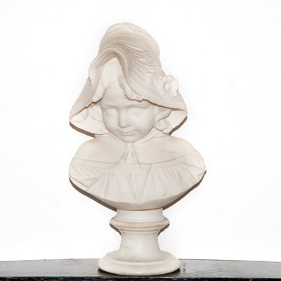 Lot 395 - White Marble Bust of a Young Girl Late...