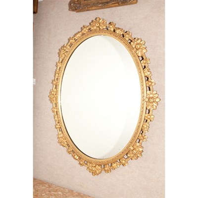 Lot 397 - Louis XVI Style Gilt-Wood Mirror With an oval...