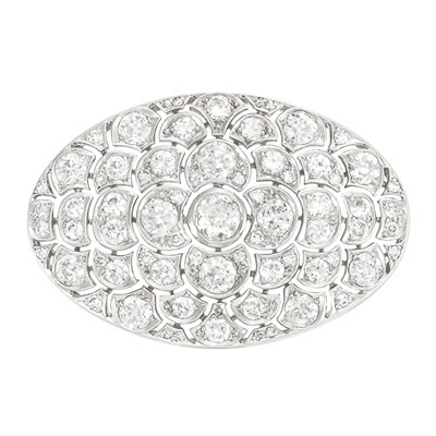 Lot 574 - Platinum and Diamond 'Ecaille' Brooch, Rene Boivin