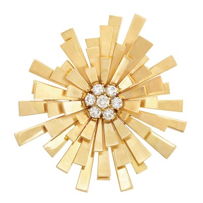 Lot 491 - Gold and Diamond Sunburst Brooch, Cartier, London