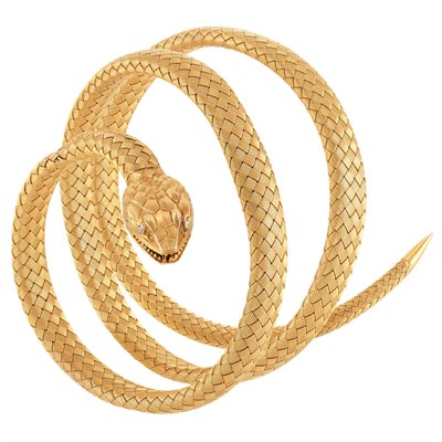 Lot 277 - Antique Gold Mesh Coiled Snake Bracelet